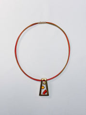 Pierre Lang 2000s Gold-Tone Geometric Crystal Pendant Wire Choker