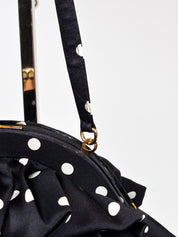 Luisa Spagnoli 2000s Black and White Polka Dot Silk Ruffle Bag