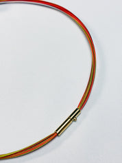 Pierre Lang 2000s Gold-Tone Geometric Crystal Pendant Wire Choker