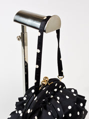 Luisa Spagnoli 2000s Black and White Polka Dot Silk Ruffle Bag