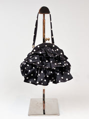 Luisa Spagnoli 2000s Black and White Polka Dot Silk Ruffle Bag