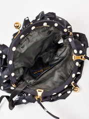 Luisa Spagnoli 2000s Black and White Polka Dot Silk Ruffle Bag