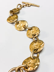 Biche de Bere 1990s Gold-Tone Hammered Disc Link Bracelet