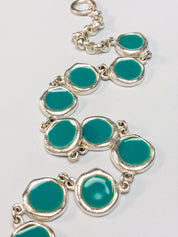 Biche de Bere Paris 2000s Turquoise Enamel Disc Link Necklace & Bracelet Set