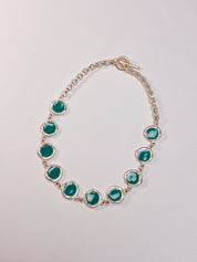 Biche de Bere Paris 2000s Turquoise Enamel Disc Link Necklace & Bracelet Set