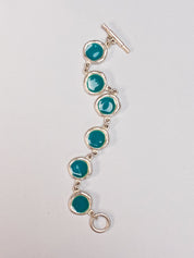 Biche de Bere Paris 2000s Turquoise Enamel Disc Link Necklace & Bracelet Set