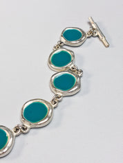 Biche de Bere Paris 2000s Turquoise Enamel Disc Link Necklace & Bracelet Set