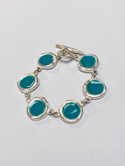 Biche de Bere Paris 2000s Turquoise Enamel Disc Link Necklace & Bracelet Set