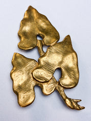 Celine T. Saxe 1980s Gold-Tone Cast Ivy Leaf Brooch