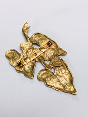 Celine T. Saxe 1980s Gold-Tone Cast Ivy Leaf Brooch
