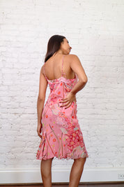 Helena Sorel Pink Silk Floral Dress