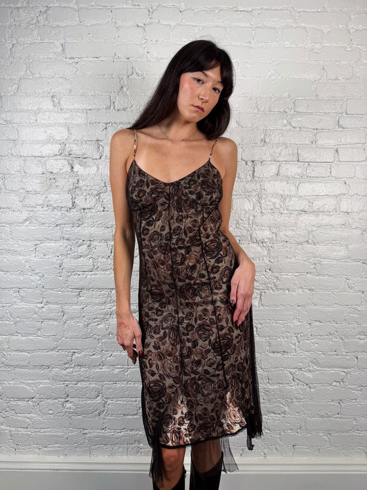 VDP Collection 2000s Layered Floral Slip Dress