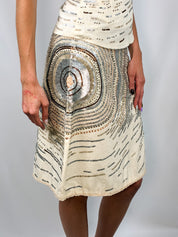 Nougat London 2000s Cream Hand-Beaded Halter Top and Skirt Set - M