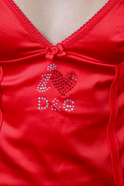Dolce & Gabbana “I <3 D&G” Red Satin Cami