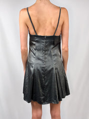 2000s Gunmetal Metallic A-Line Mini Dress - S/M