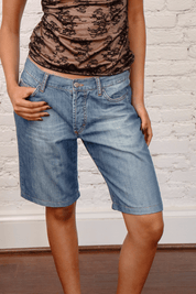 Just Cavalli Crystal Logo Denim Shorts