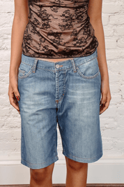 Just Cavalli Crystal Logo Denim Shorts