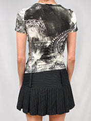 Just Cavalli 2000s Black & Cream Baroque Print Tee - M
