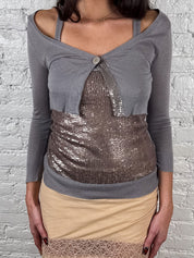 Mariella Burani 2000s Sequin Top and Cardigan Set