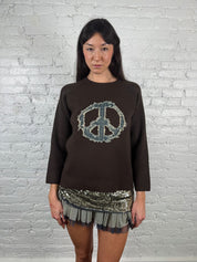 Moschino Jeans 2000s Brown Peace Sign Sweater