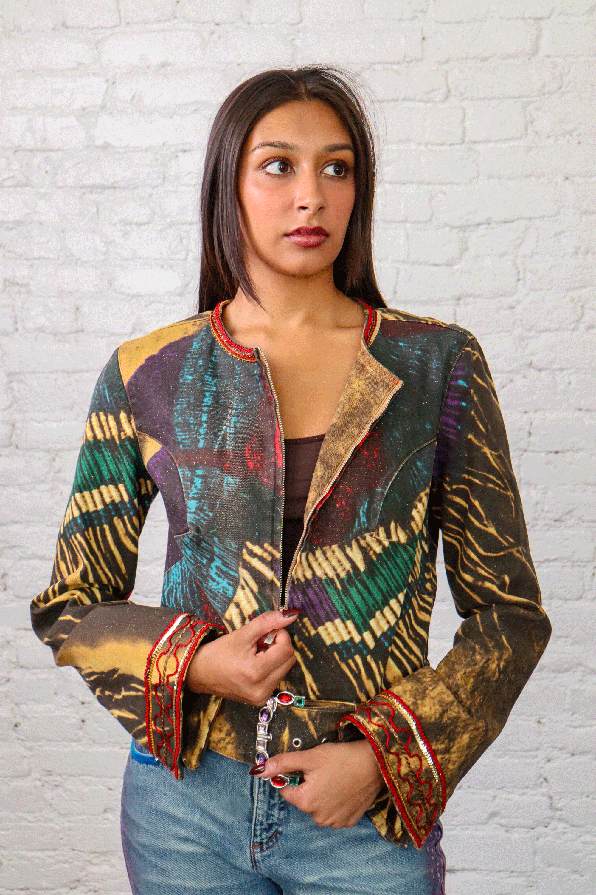 Voyage Passion Gem-Embellished Zip Jacket