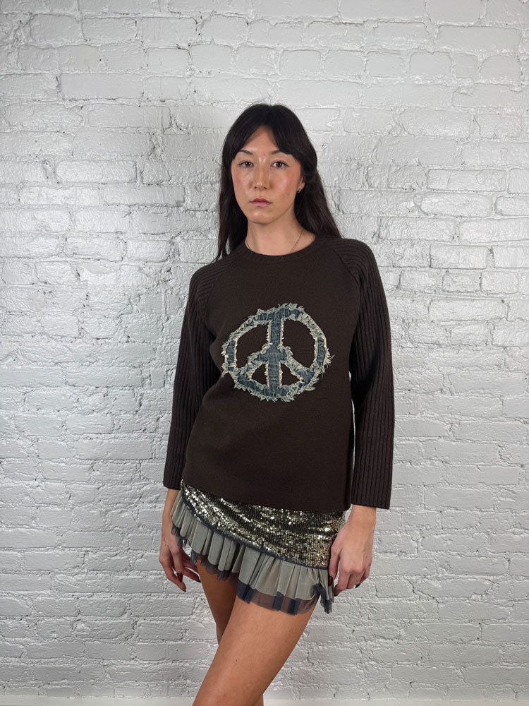 Patrizia Pepe 2000s Silver & Blue Sequin Pleated Mini Skirt