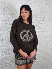 Moschino Jeans 2000s Brown Peace Sign Sweater