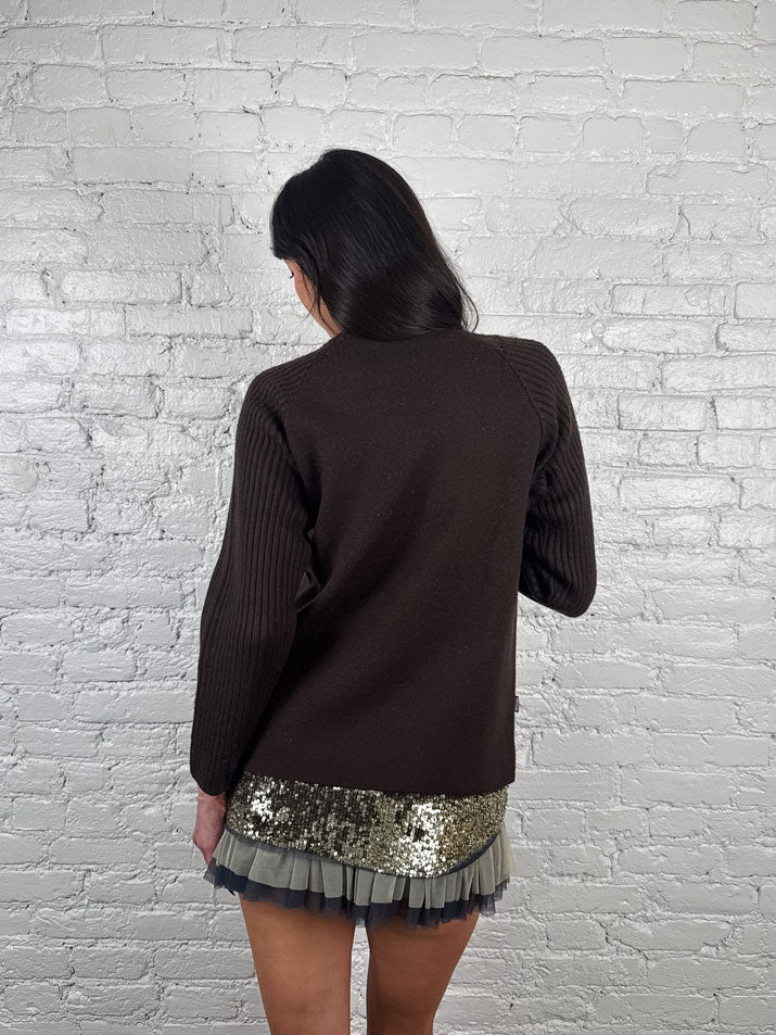 Moschino Jeans 2000s Brown Peace Sign Sweater