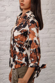 Just Cavalli Silk Animal Print Blouse with Bows