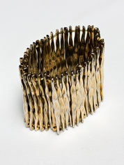 2000s Gold-Tone Wavy Bar Wide Stretch Cuff