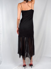 Marina by Marina Bresler 2000s Black Beaded Silk Slip Dress - XS/M