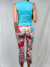Blumarine Beachwear 2000s Pink Baroque Floral Capri Pants - S/M
