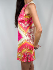 Blumarine Beachwear 2000s Pink Coral & Seashell Print Mini Dress - M/L