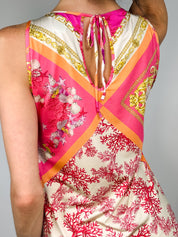 Blumarine Beachwear 2000s Pink Coral & Seashell Print Mini Dress - M/L