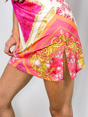 Blumarine Beachwear 2000s Pink Coral & Seashell Print Mini Dress - M/L