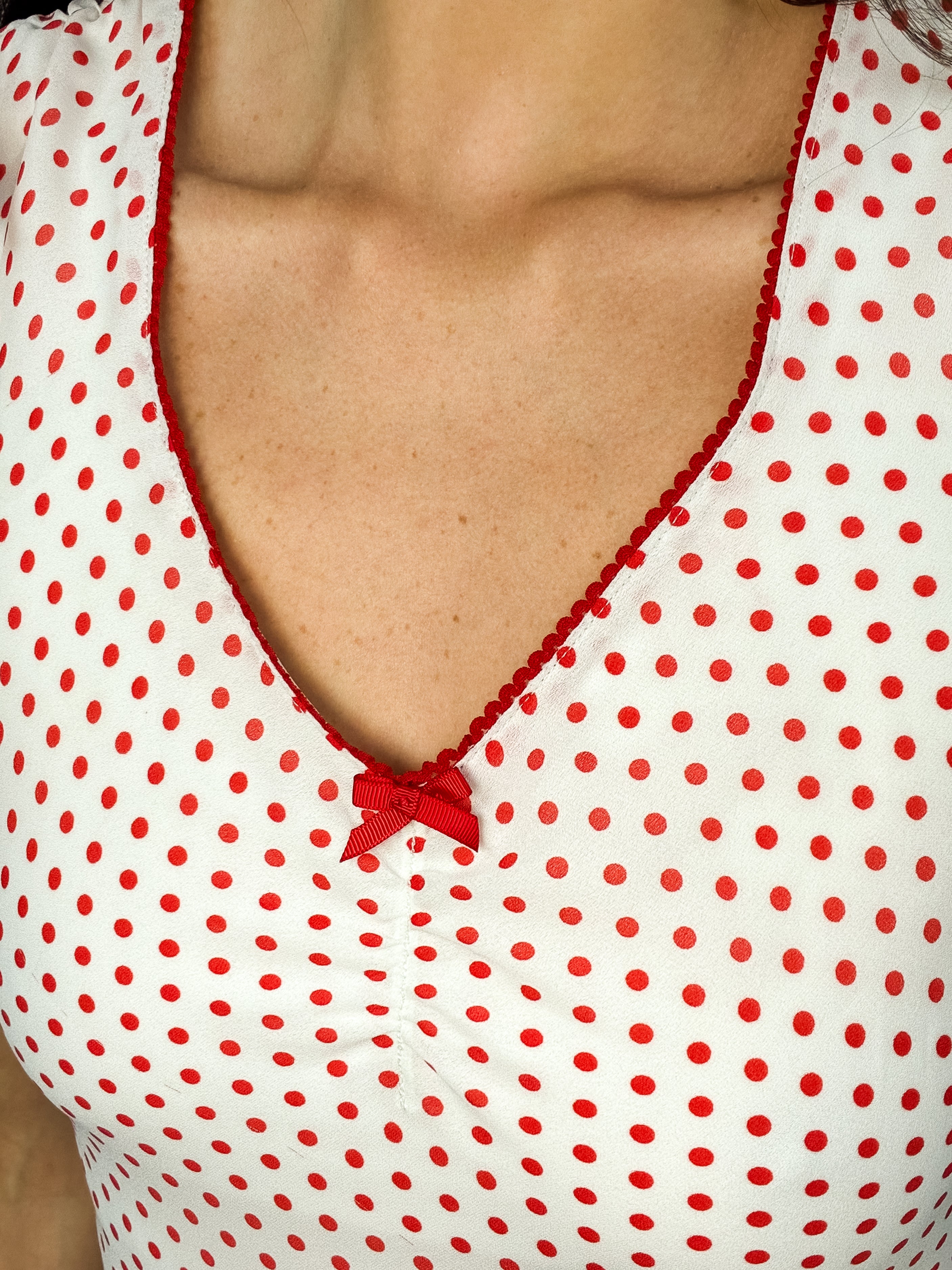 Morgan de Toi 2000s Red Polka Dot Ruffle Hem Dress - XS/S