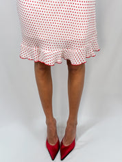 Morgan de Toi 2000s Red Polka Dot Ruffle Hem Dress - XS/S