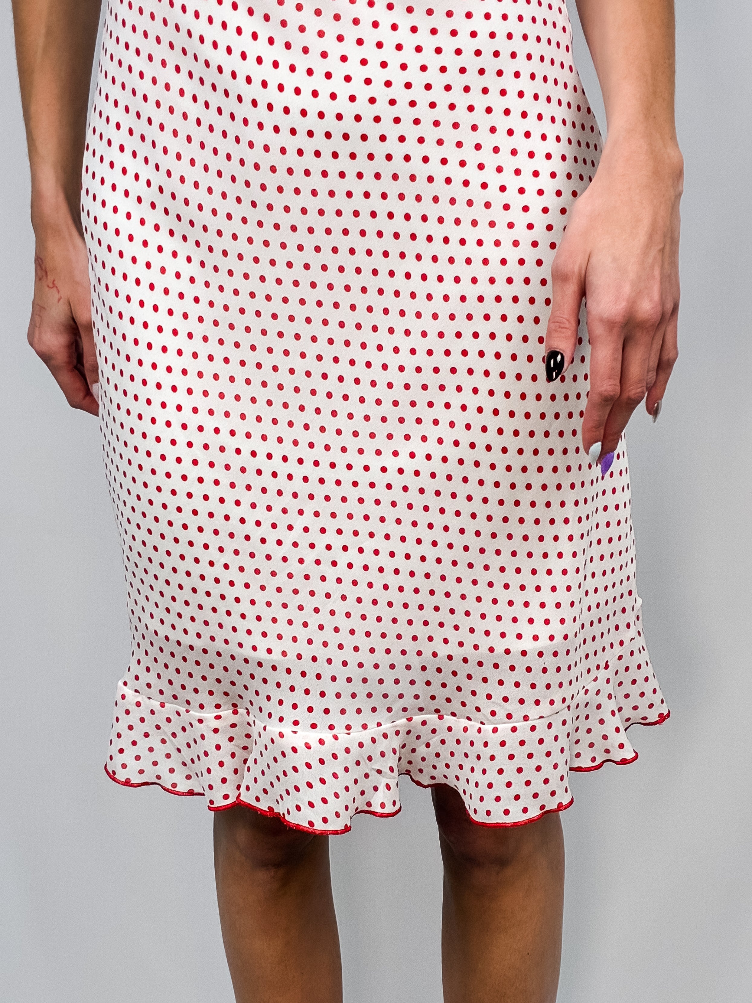 Morgan de Toi 2000s Red Polka Dot Ruffle Hem Dress - XS/S