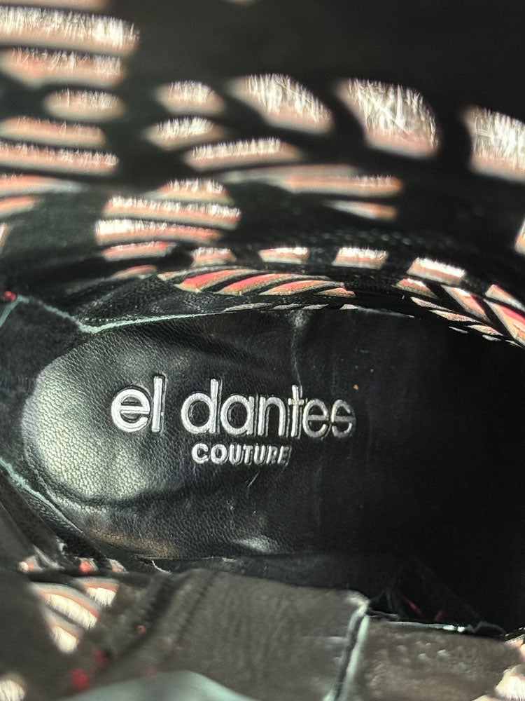 El Dantes 2000s Red Cutout Leather Heeled Boots