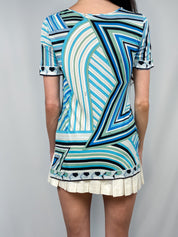 Emilio Pucci 2000s Blue & Green Star Print Top - S/M