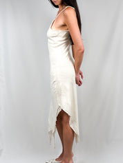 Lopeta 2000s Cream Crochet Lace Handkerchief Hem Dress - XS/S