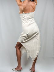 Lopeta 2000s Cream Crochet Lace Handkerchief Hem Dress - XS/S