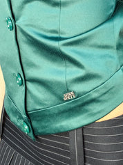 Miss Sixty 2000s Emerald Satin Halter Vest Top - S