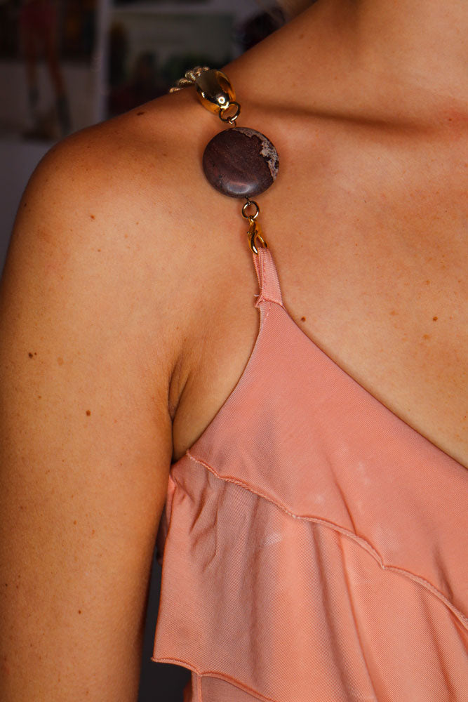 Daniele Alessandrini Blush Pink Draped Mini Dress