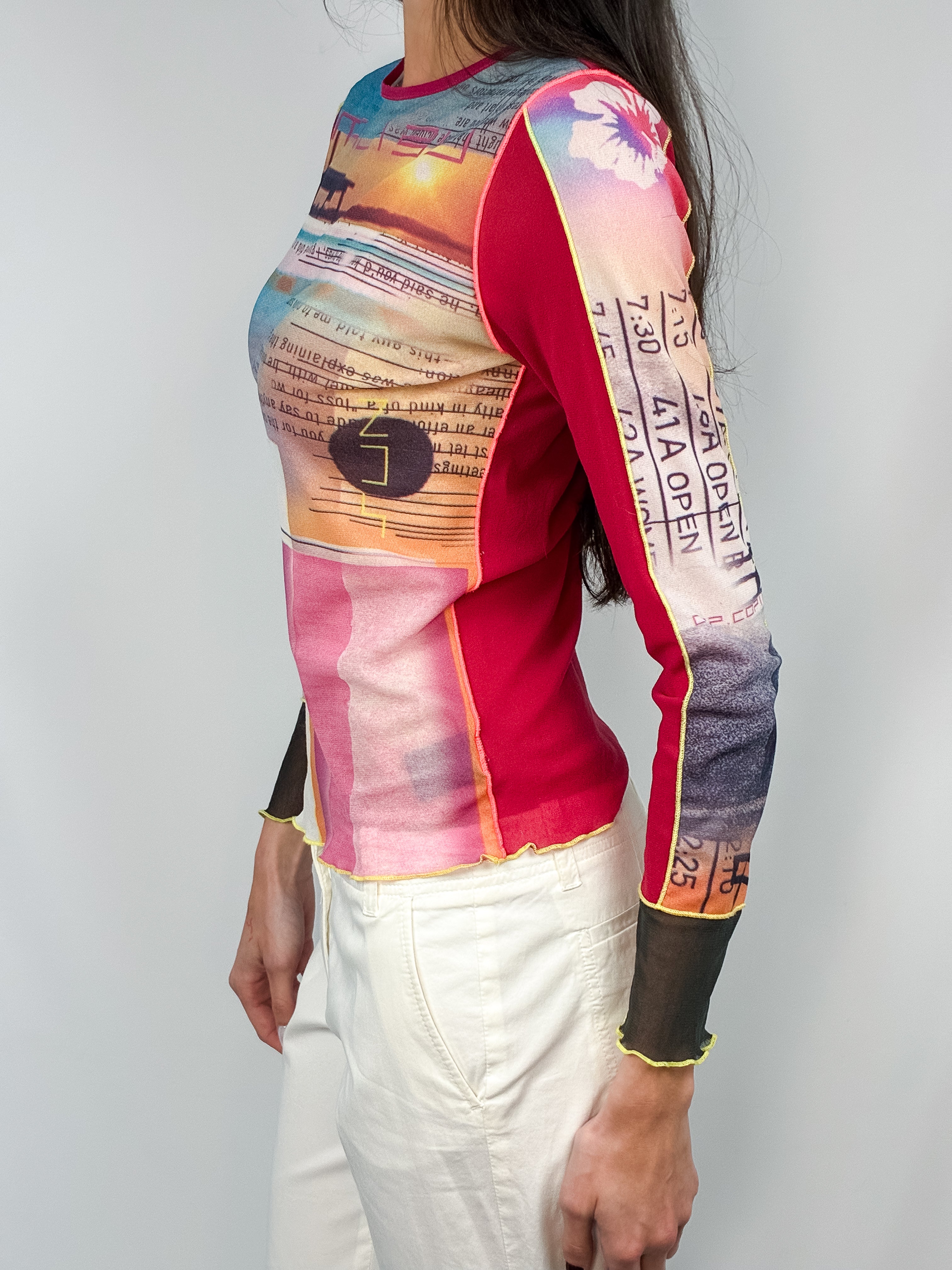 Cop Copine 2000s Malibu Sunset Print Mesh Top - S/M