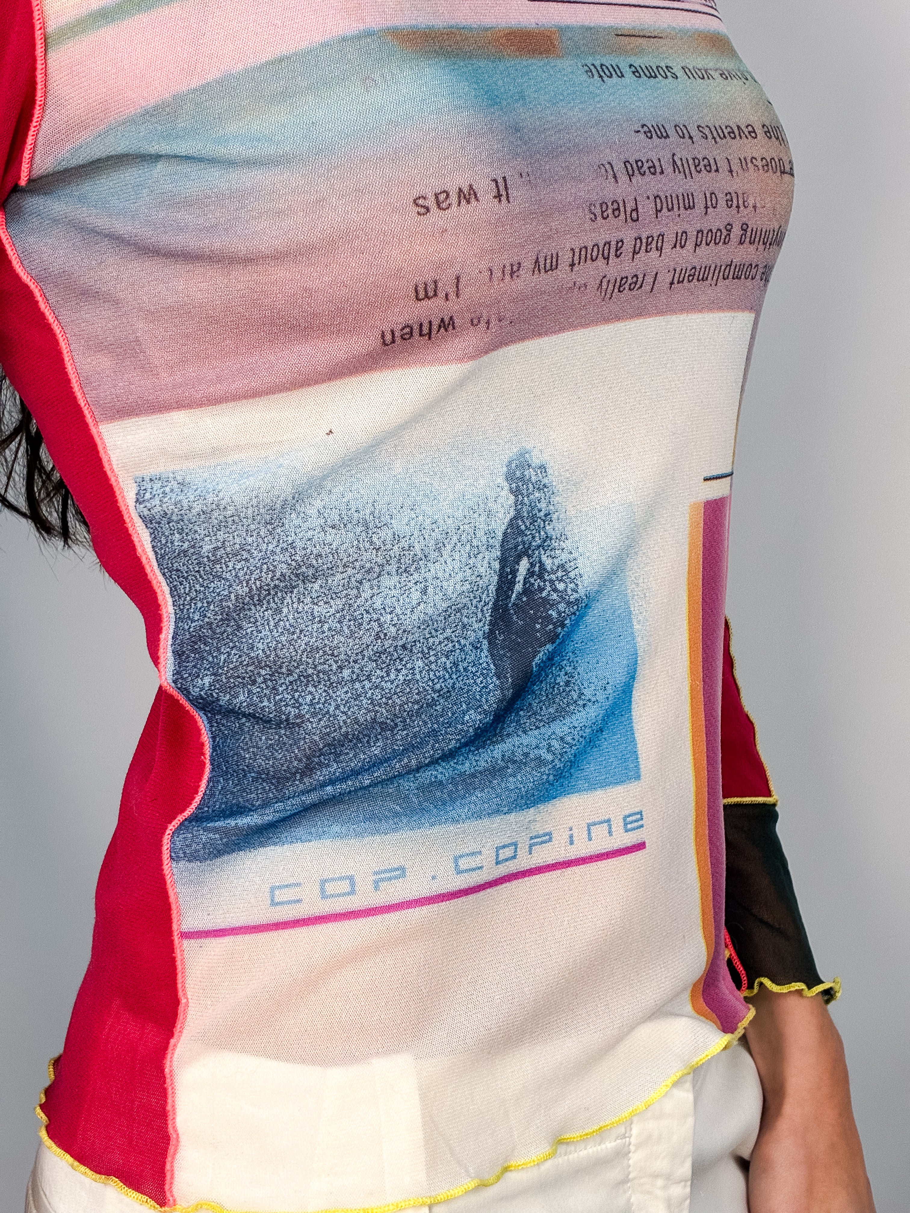 Cop Copine 2000s Malibu Sunset Print Mesh Top - S/M