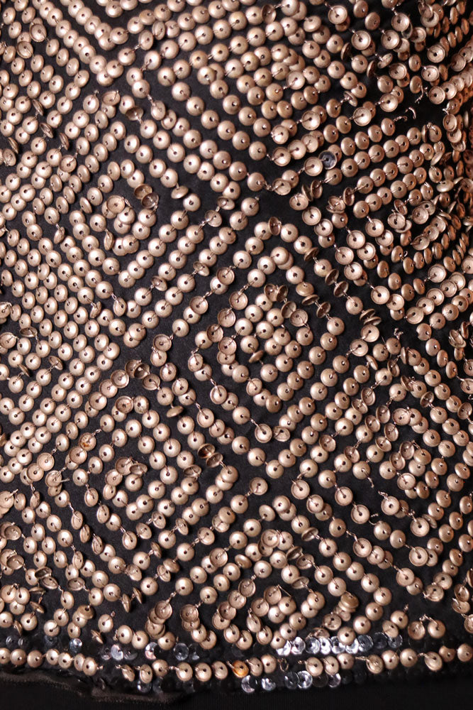 Blumarine Black & Bronze Beaded Silk Top