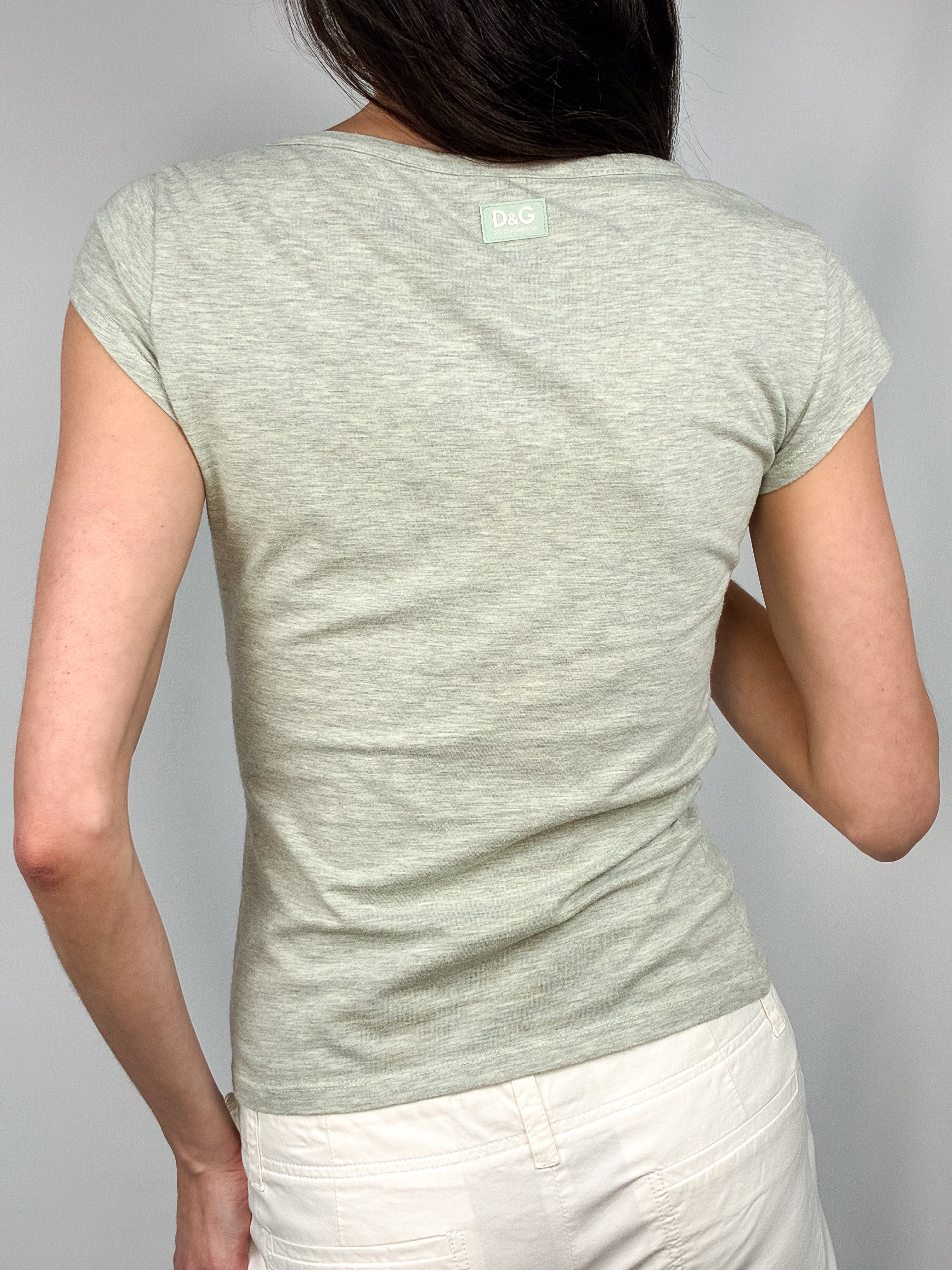 D&G Dolce & Gabbana 2000s Grey "Shopping Makes Me Feel Better" Graphic Tee - S/M