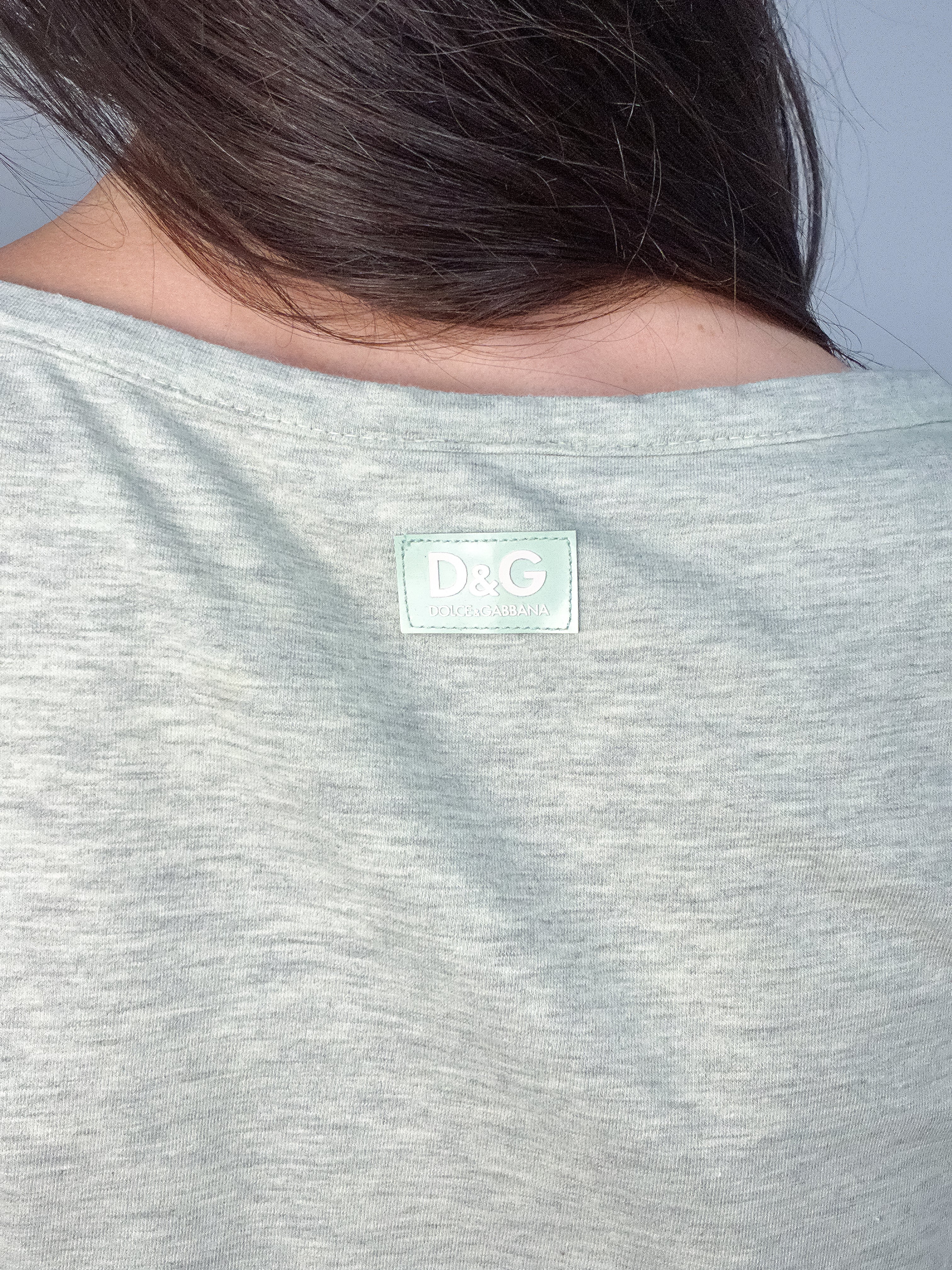 D&G Dolce & Gabbana 2000s Grey "Shopping Makes Me Feel Better" Graphic Tee - S/M