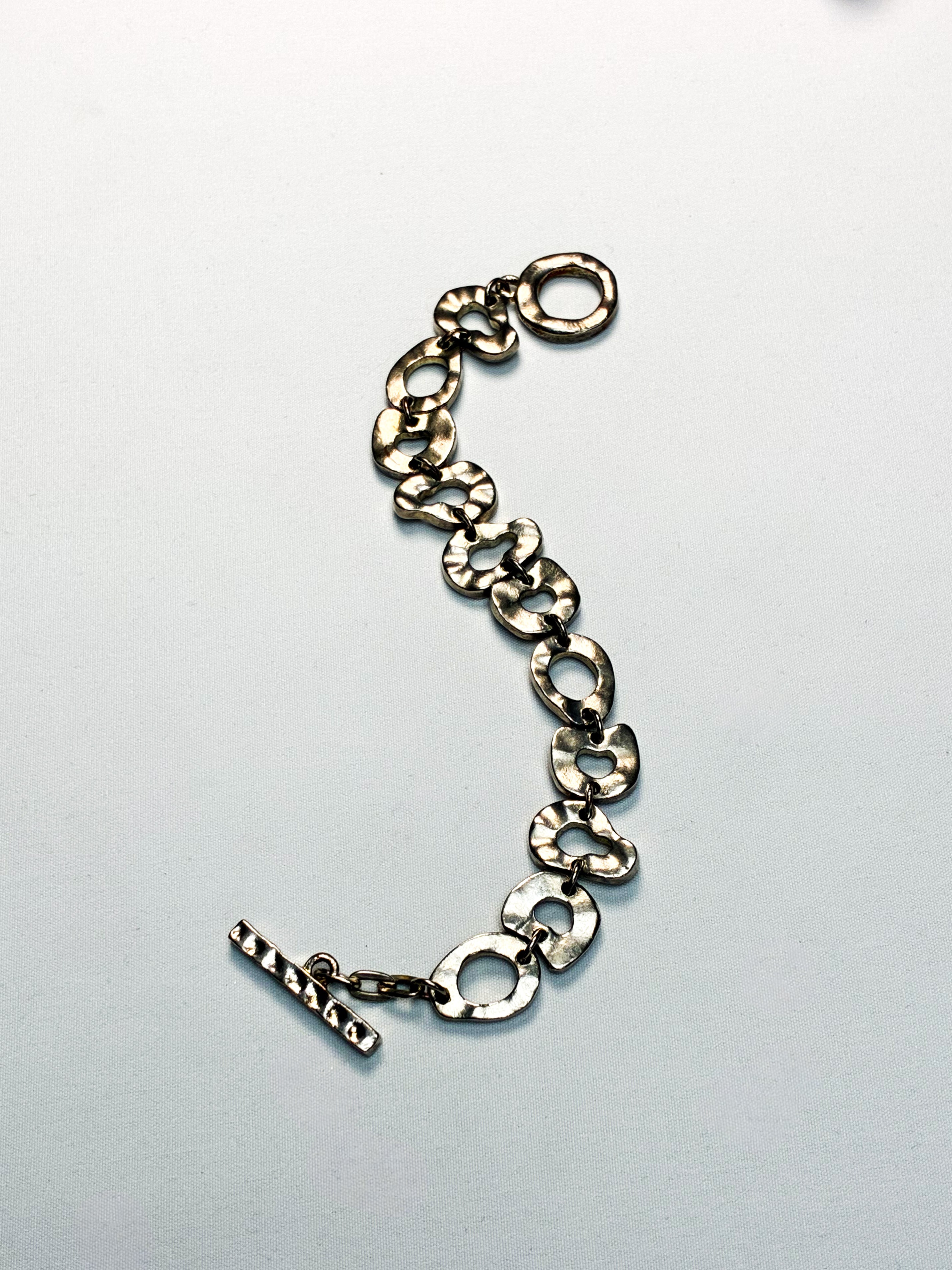 Biche de Bère 1990s Silver-Tone Hammered Ring Link Bracelet